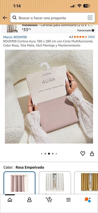 Cortina ROOM99 Aura 180x280 cm Rosa