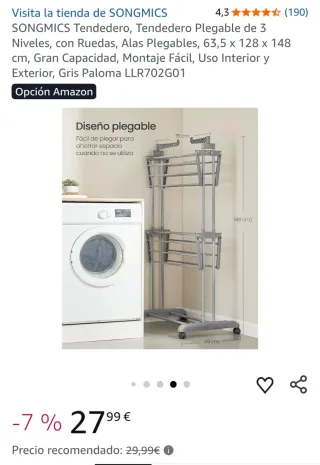 Tendedero SONGMICS 3 Niveles Plegable