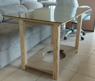 Mesa camilla madera y cristal 120x75