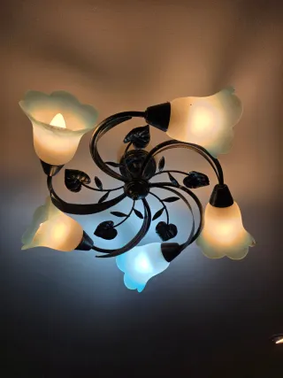 Lámpara de techo floral cristal metal