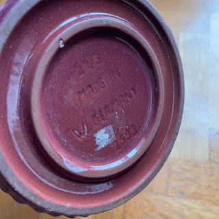 Maceta de cerámica vintage color rosa y dorado