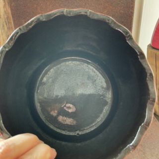 Maceta de cerámica vintage color rosa y dorado