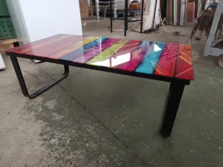 Mesa de centro cristal multicolor