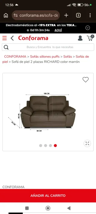 Sofá de piel 2 plazas Conforama M-Richard
