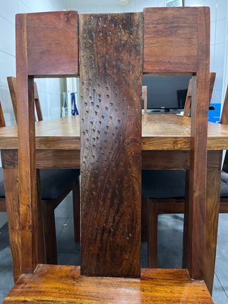 Mesa comedor 179x89cm + 6 sillas madera