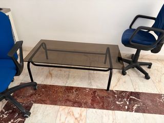 Mesa baja cristal y metal