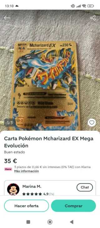 Lote de cartas Pokémon doradas