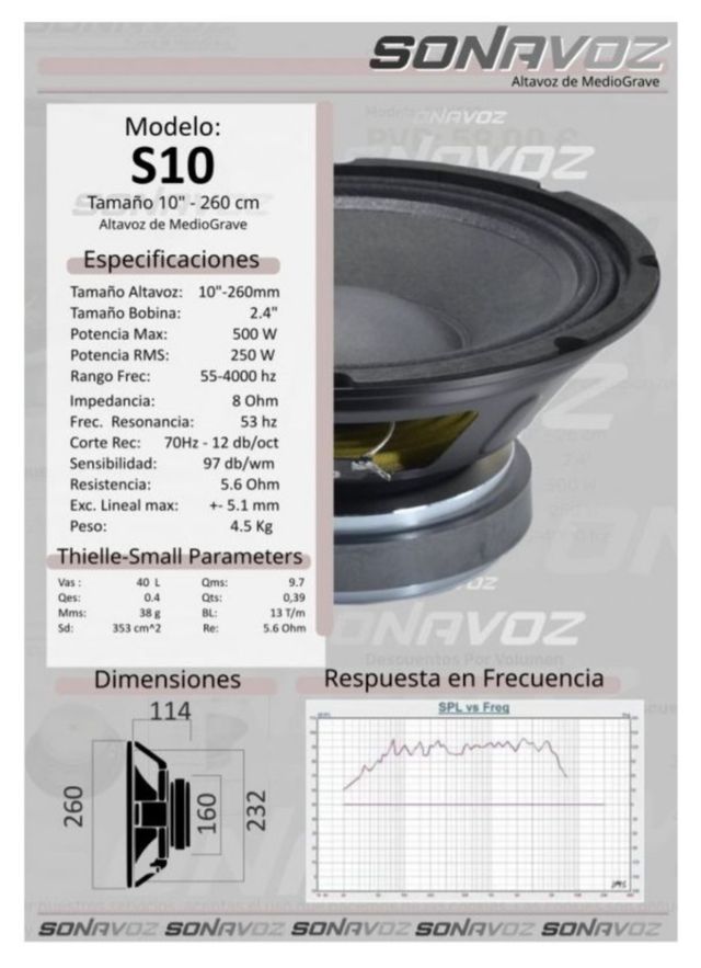 Altavoz 10" - Medios Graves
