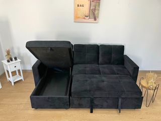 Sofá Cama Negro con Almacenamiento - Oferta