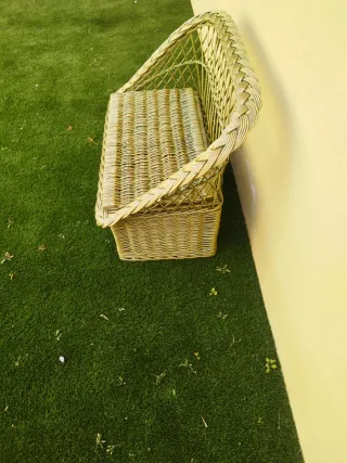 Banco Baúl Mimbre y Madera 90 Ach x 63 alt x 42 f