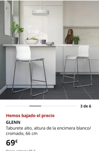 4 Sillas Altas Cocina Metal y Plástico