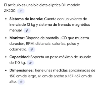Bicicleta Elíptica BH ZK 200