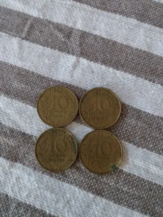 4 Monedas Francesas 10 Centimes