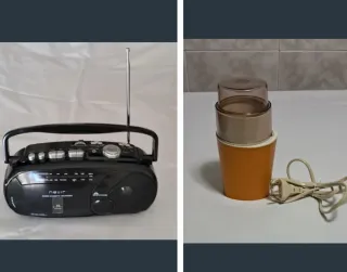 Molino de café y radio portátil Nevir