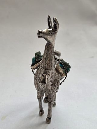 Statuetta lama argento 925 con pietre dure