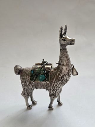 Statuetta lama argento 925 con pietre dure