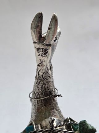 Statuetta lama argento 925 con pietre dure