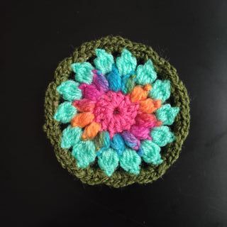 2 Posavasos/Parches Ganchillo Flor Turquesa colore