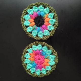 2 Posavasos/Parches Ganchillo Flor Turquesa colore