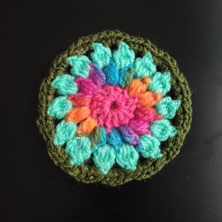 2 Posavasos/Parches Ganchillo Flor Turquesa colore