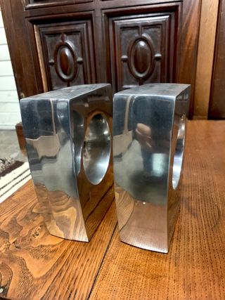 Supporti libri vintage in metallo lucidato