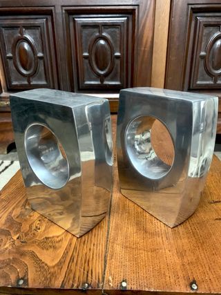 Supporti libri vintage in metallo lucidato