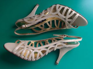 Zapatos Lodi T 37 Tacón 9cm Oro Beige Sin Estrenar