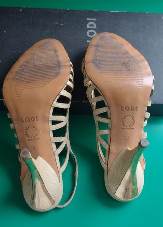 Zapatos Lodi T 37 Tacón 9cm Oro Beige Sin Estrenar