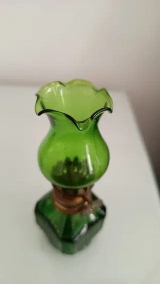 Coppia piccole lampade olio vintage vetro