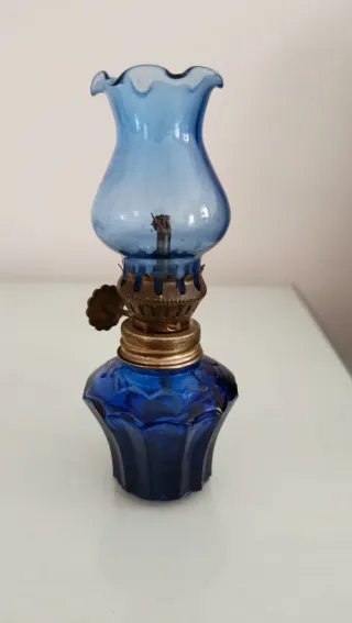 Coppia piccole lampade olio vintage vetro