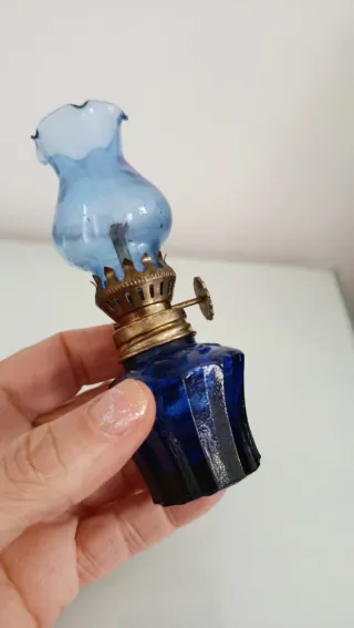 Coppia piccole lampade olio vintage vetro