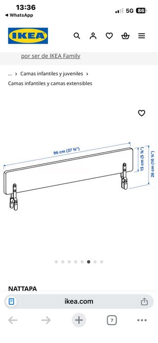Barandilla blanca para cama o cuna