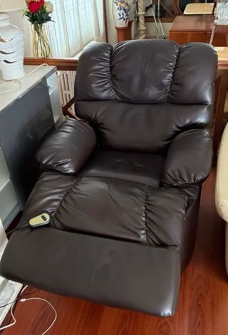 Poltrona relax in pelle marrone