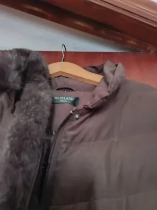 Chaquetón mujer pluma marrón