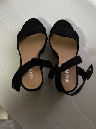 Sandalias Marypaz Plataforma Tacón Negro Talla 38