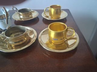 2Set da 6Tazzine Caffè Porcellana e Metallo Dorato