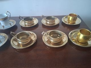 2Set da 6Tazzine Caffè Porcellana e Metallo Dorato