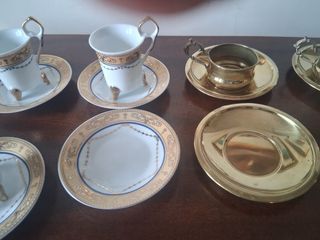 2Set da 6Tazzine Caffè Porcellana e Metallo Dorato