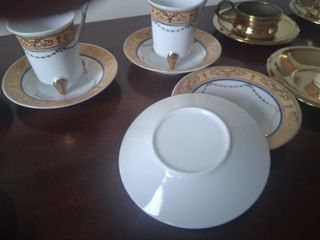 2Set da 6Tazzine Caffè Porcellana e Metallo Dorato