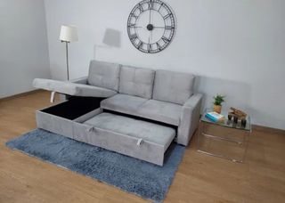 Sofá Cama Gris Terciopelo - Oferta!