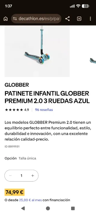 Patinete Globber 3 Ruedas con Luces