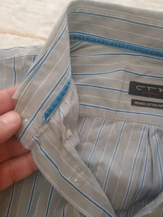 Camisa Cortefiel Rayas Azul Gris Talla XL