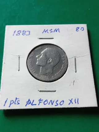 Una peseta 1883 MSM Alfonso XII de Plata