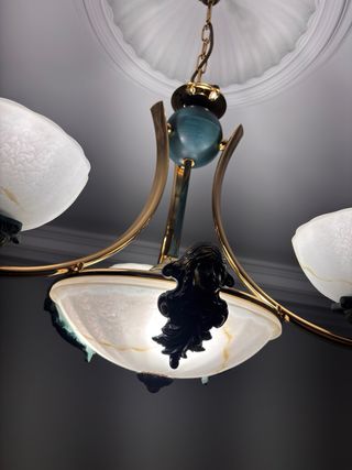 Juego de Lámparas de diseño oro y cristal