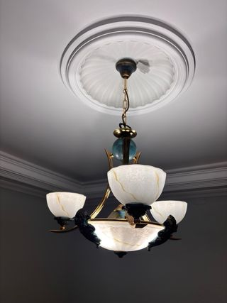 Juego de Lámparas de diseño oro y cristal