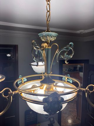 Juego de Lámparas de diseño oro y cristal