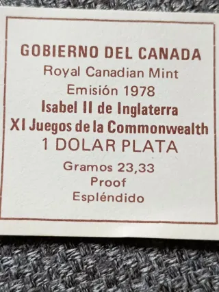 Moneda Plata Juegos Commonwealth 1978