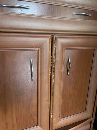 Mueble de salón modular madera y cristal