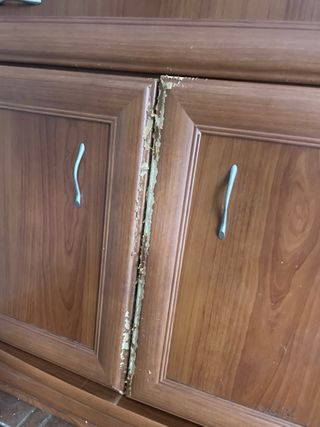 Mueble de salón modular madera y cristal