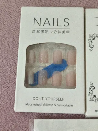 Lote 5 Uñas Postizas Nuevas (3 Manos + 2 Pies)